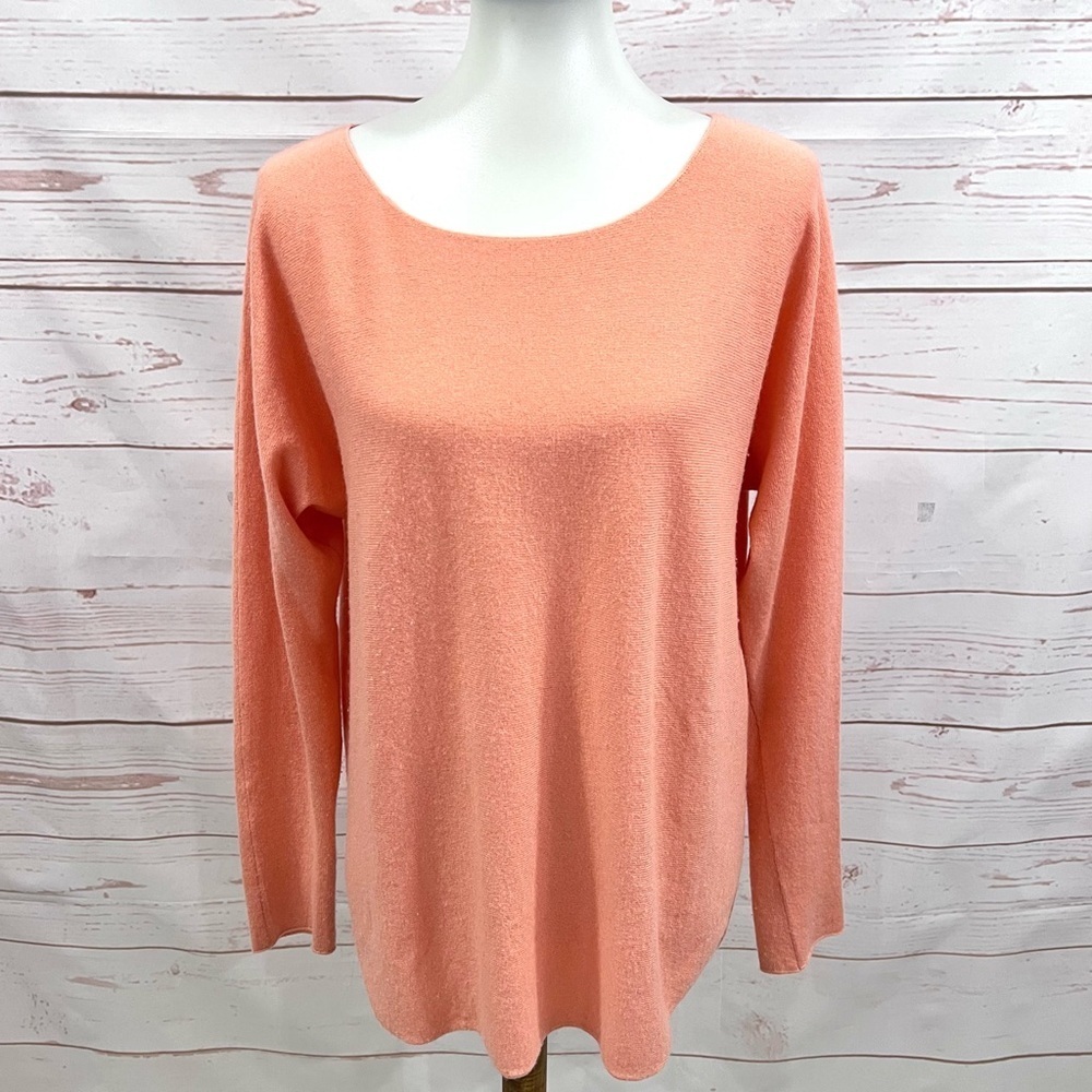 Vince Peach Soft Coral Salmon Cashmere High Low Tunic Sweater